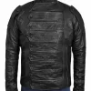 Mens Black Leather Jacket with Detachable Sleeves