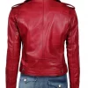 model wearing Distressed Red Women Motorcycle Leather Jacket