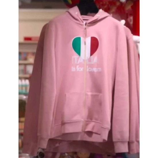 ITALIA IS FOR LOVERS PINK HOODIE on hanger