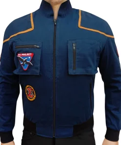 model wearing Star Trek Enterprise Jonathan Archer Jacket