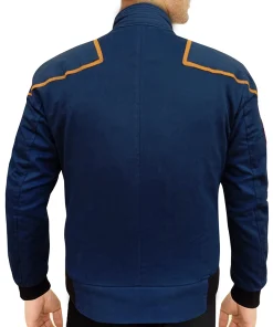 model wearing Star Trek Enterprise Jonathan Archer Jacket