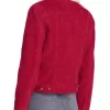 model wearing Stranger Things Nancy Wheeler Red Jacket