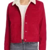 model wearing Stranger Things Nancy Wheeler Red Jacket