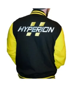 model wearing BORDERLANDS HYPERION VARSITY JACKET