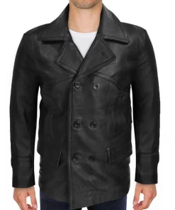 Model wearing doctor who trench coat jacket