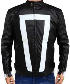 Model wearing Agents Of Shield ghost rider robbie reyes Jacket