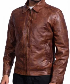 John Wick Brown Leather Jacket, Slim Fit Blouson