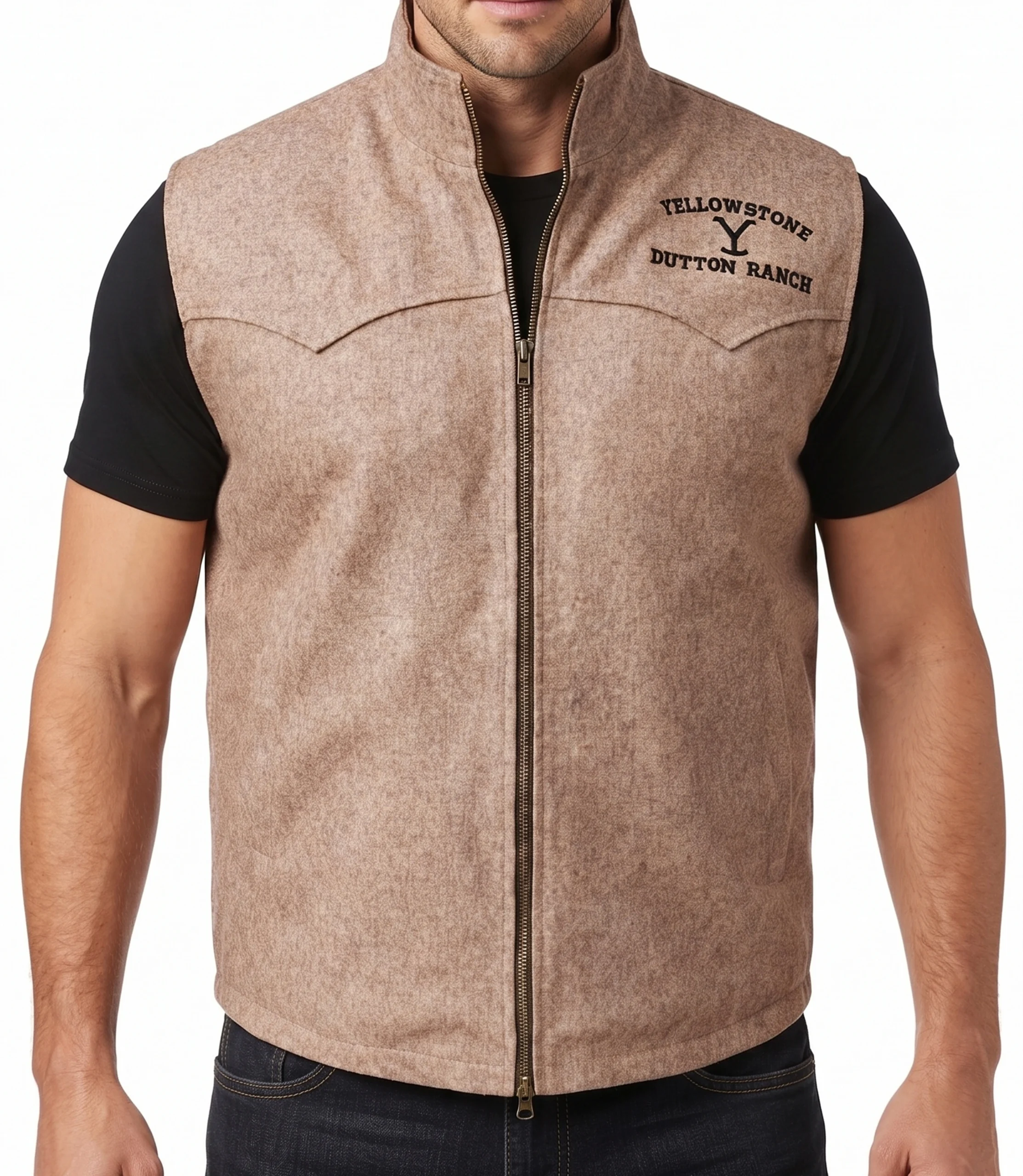 mens-brown-quilted-ranch-vest mens brown cotton vest