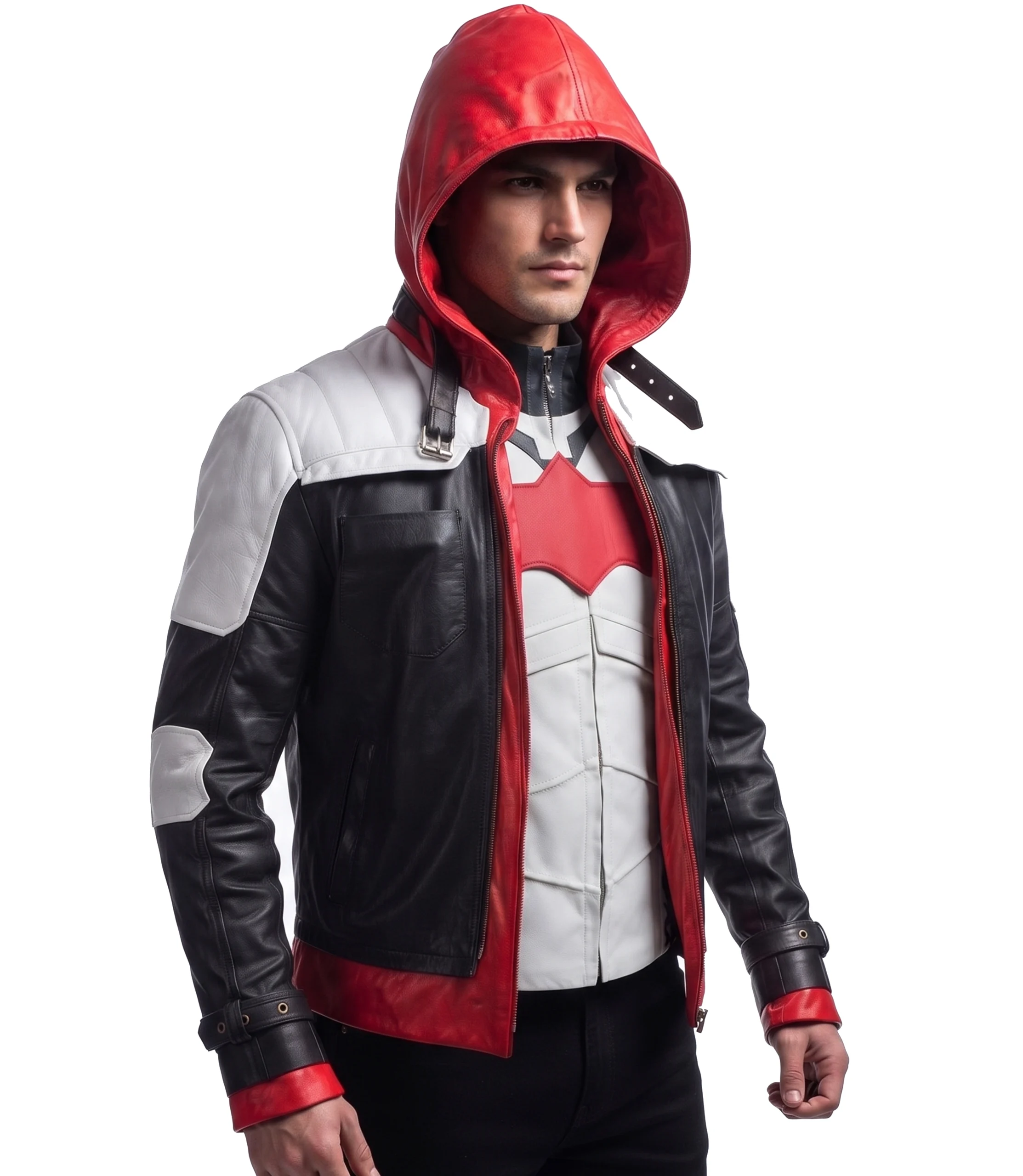 mens-red-black-leather-moto-jacket Mens Red and Black Leather Moto Jacket