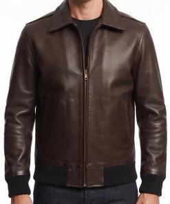 mens vintage brown leather biker jacket