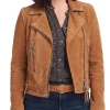 womens tailored brown leather jacket