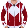 Model wearing power rangers hoodie