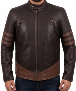mens brown distressed leather jacket