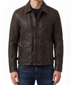 Indiana Jones Leather Jacket in Distressed Brown
