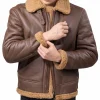 Mens Brown Leather B3 Bomber Jacket