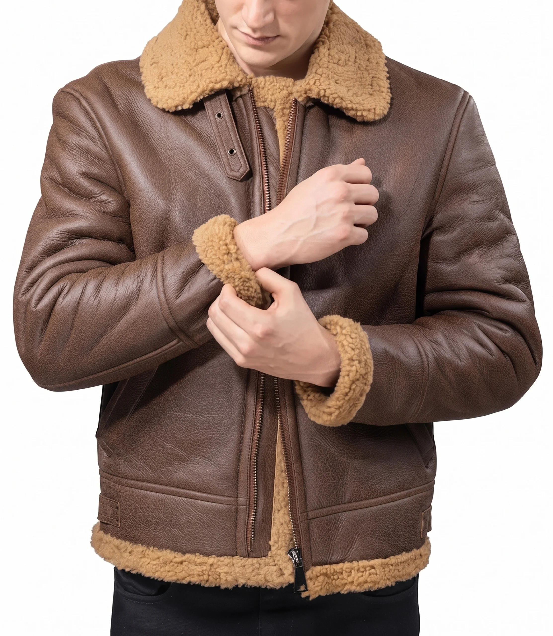 mens-b3-bomber-jacket-brown Mens Brown Leather B3 Bomber Jacket