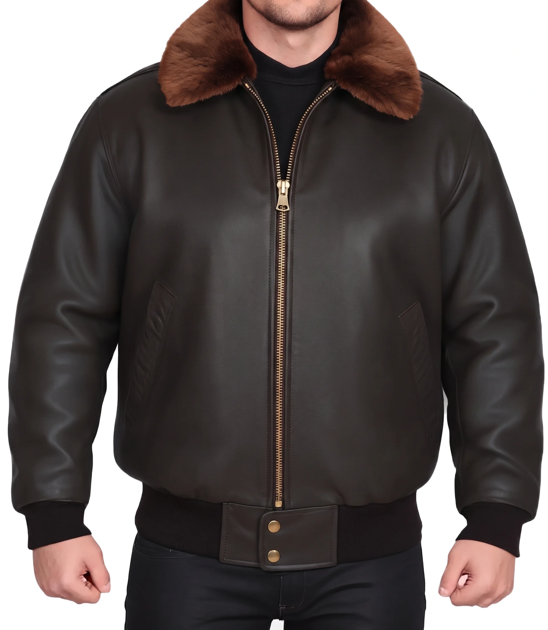 mens-brown-leather-flight-jacket Mens Brown Leather Flight Jacket with Fur Collar