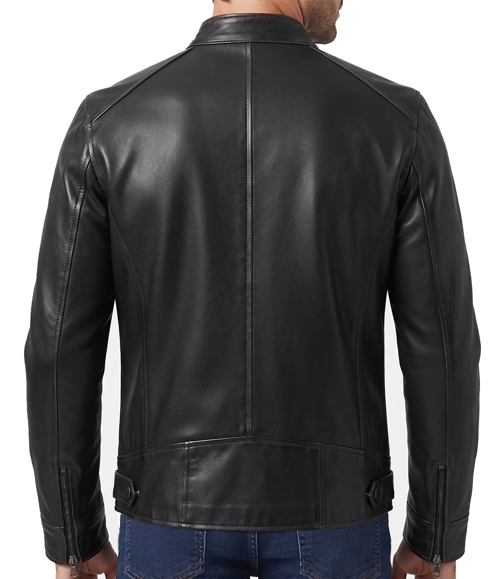 mens-cafe-racer-jacket Mens Leather Cafe Racer Jacket Black