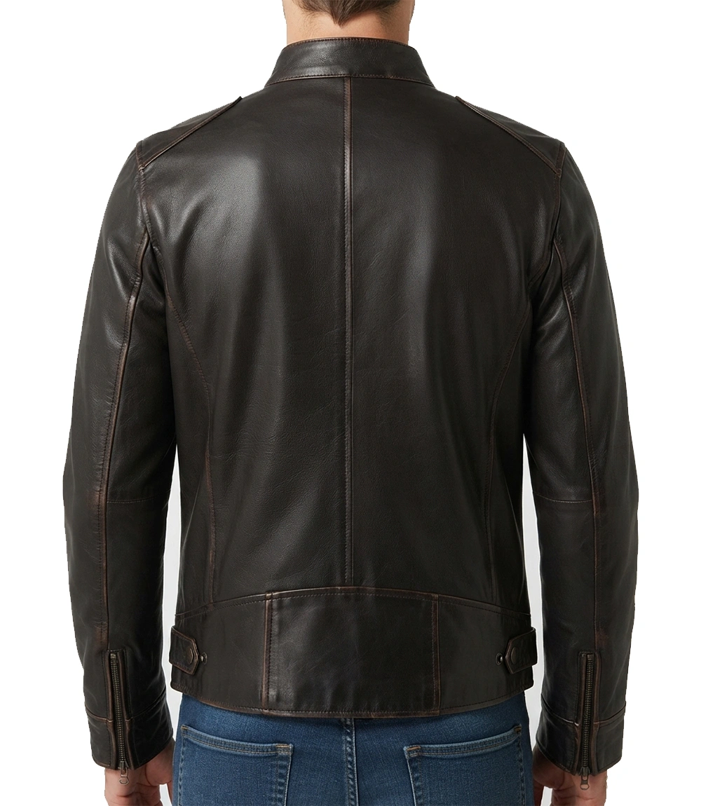 mens-leather-cafe-racer-brown Mens Leather Cafe Racer Jacket Brown
