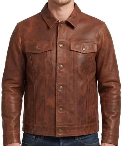 Mens Leather Trucker Jacket