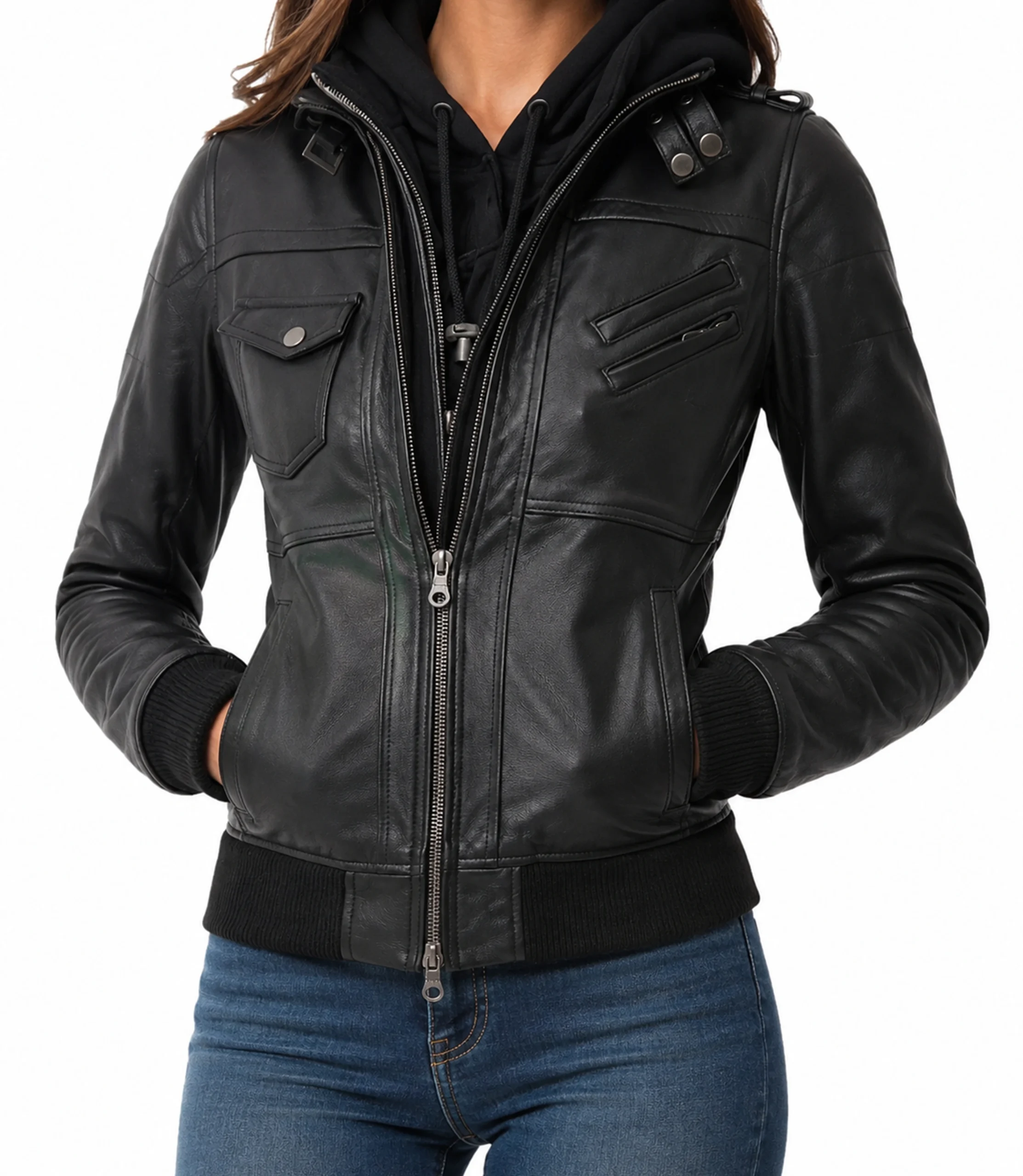 womens-black-leather-jacket-with-hood womens black leather jacket with hood