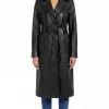 womens leather trench coat