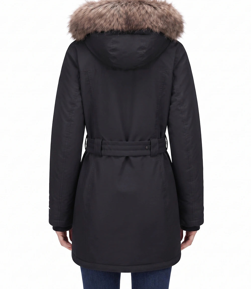 womens-waterproof-parka-fur-hood-belt-black