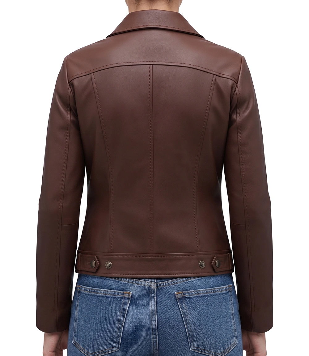 Womens Brown Drape Collar Jacket
