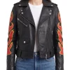 womens leather biker jacket