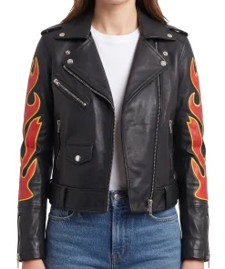 womens leather biker jacket