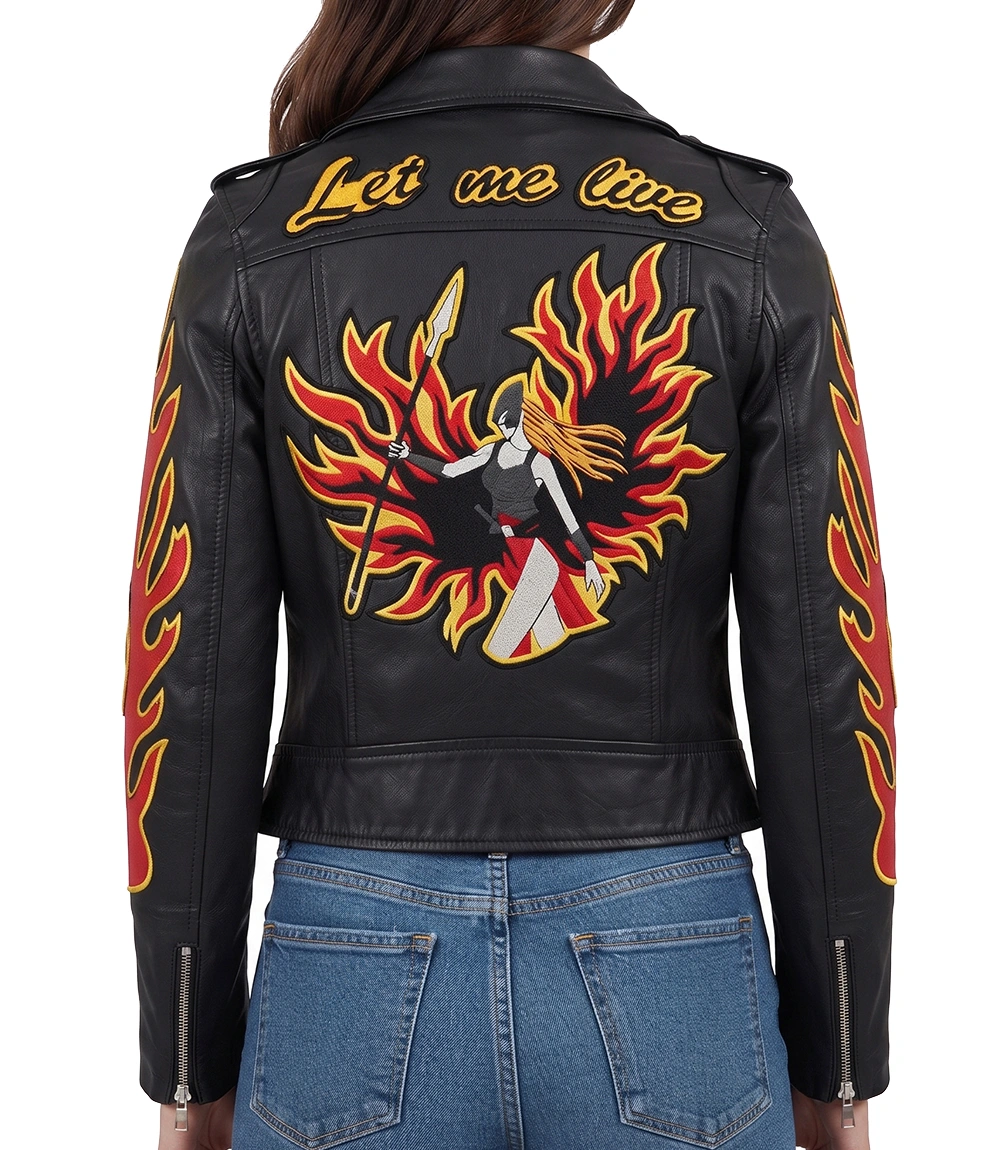 womens-biker-leather-jacket-Embroided
